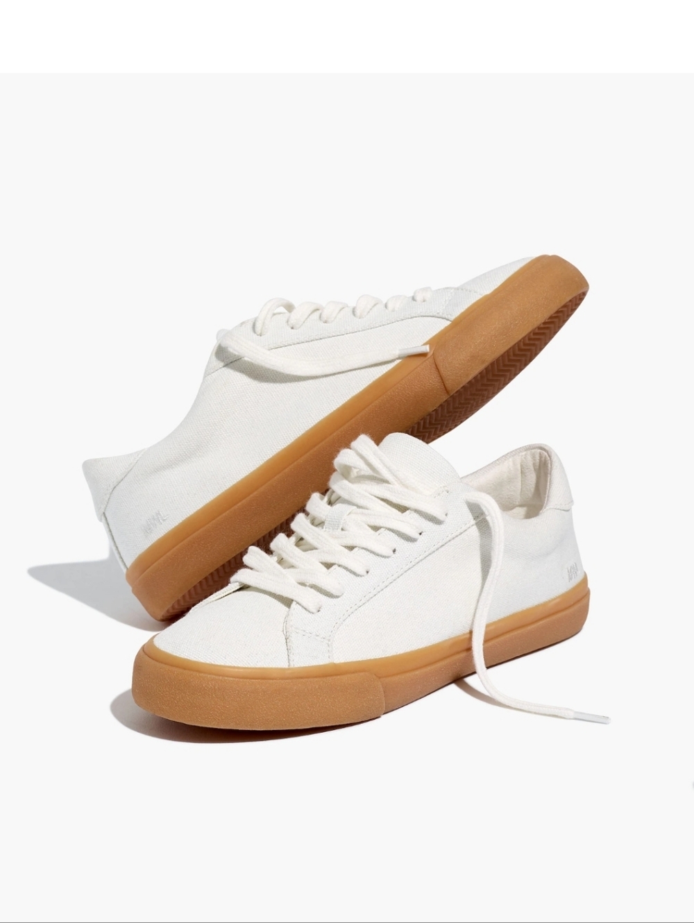 Madewell Women's Sidewalk LowTop Sneakers in Monochrome Canvas White Rubber Sole